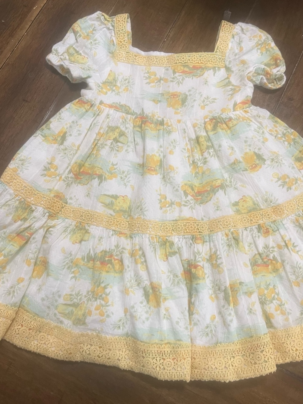 Joie White Dress with Yellow Floral Print and Yellow Trim